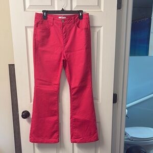 Zenana Outfitters Hot Pink Flare Wide Leg Jeans, size Large